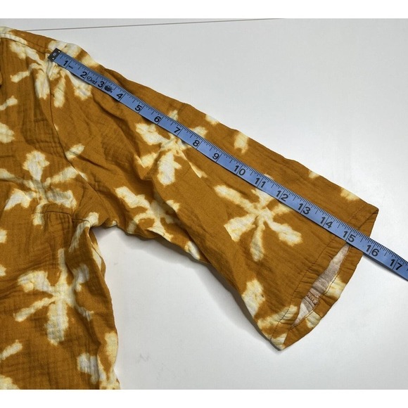 NEW D&Co Beach Tie Dye 1/4 Sleeve Blouse Petite Medium MP Women’s Yellow - Picture 4 of 9